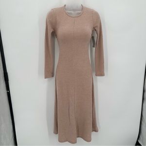 3/$15 VELVET TORCH Ribbed Knit Mini Dress XS Womens Back Cutout Taupe New